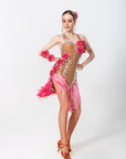 3D Roses Fringe Crystalline Latin Dress Latin/Rhythm 