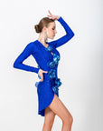 Long Sleeve Chrisanne Lycra with Austrian Rhinestone Latin Dress Latin/Rhythm 