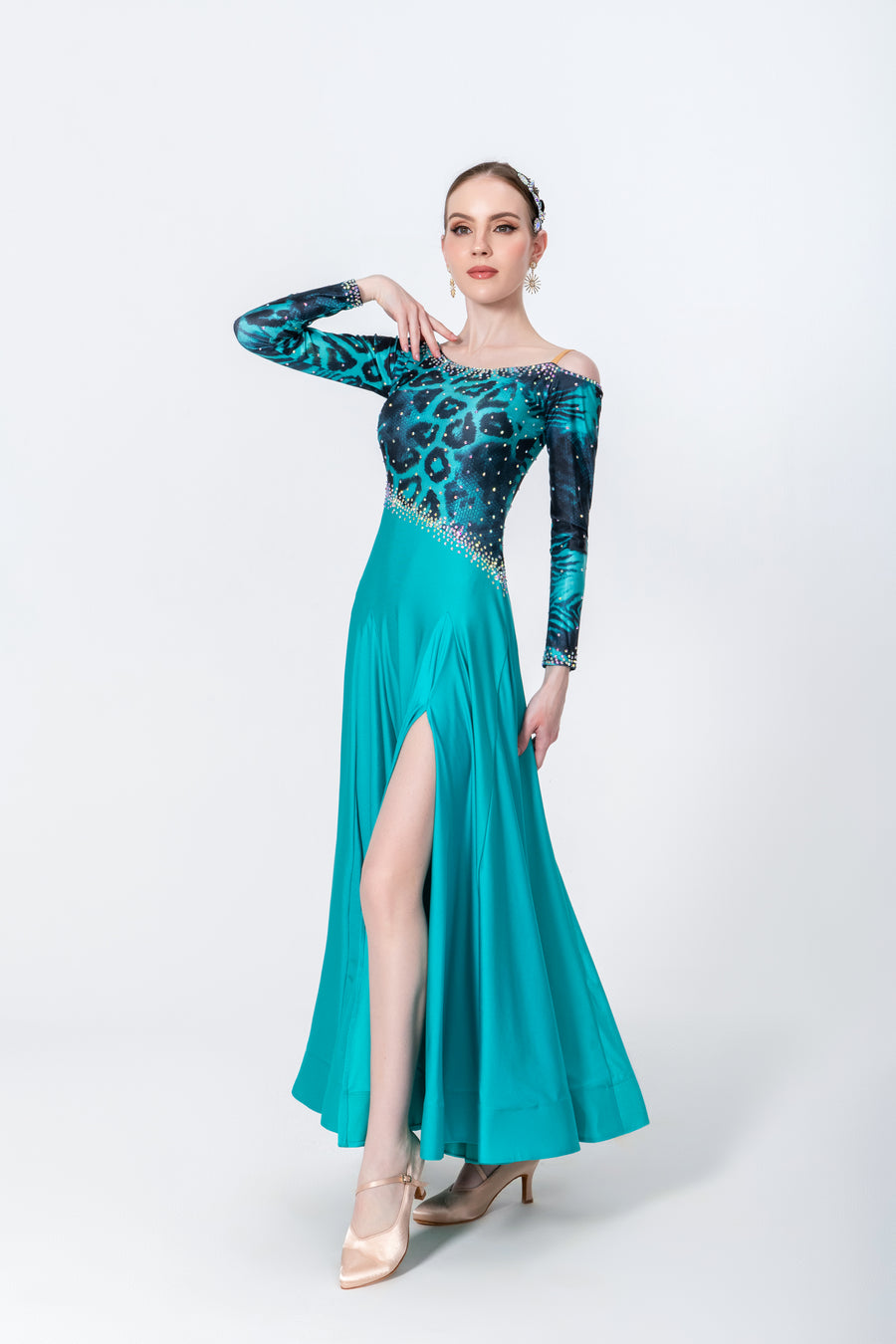 Rayon and Lycra Rhinestone Ballroom Dress Standard/Smooth # M3500